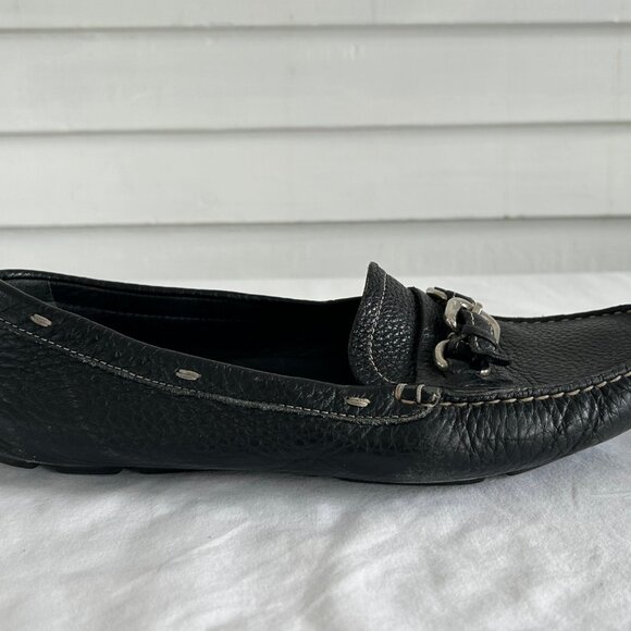 Prada Black Leather Bit Loafers Moccasins Driving Flats Pebbled Slip-On Size 38 - Picture 12 of 15